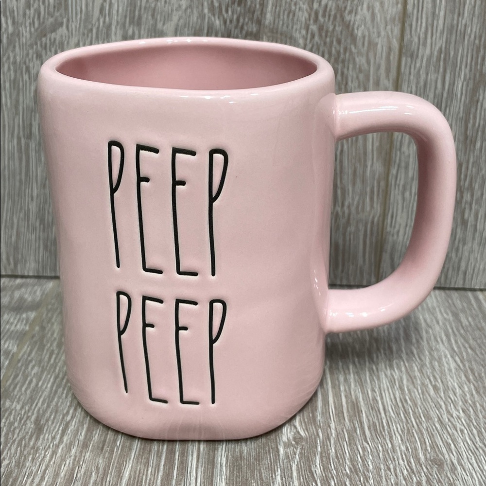 NWOT Rae Dunn “PEEP PEEP” Pink Ceramic Coffee Tea Mug